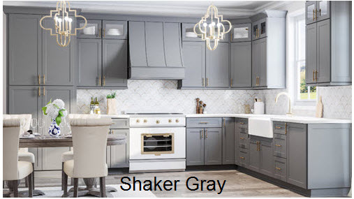 Shaker Grey Kitchen with Wood Hood